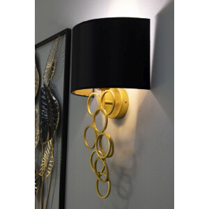 Aplique de pared Rich dorado negro 30x20x50 cm E27 sin bombilla