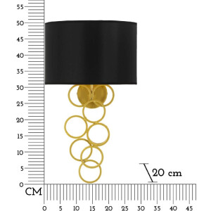 Aplique de pared Rich dorado negro 30x20x50 cm E27 sin bombilla