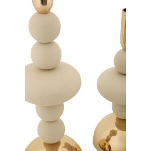 Mauro Ferretti Candelabro Galaxy crema – Set de 2 Ø 10x22 cm y Ø 10x30 cm