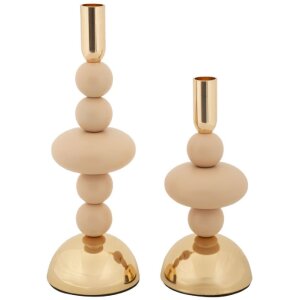 Mauro Ferretti Candelabro Galaxy rosa – Set de 2 Ø 10x22 cm y Ø 10x30 cm