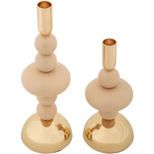 Mauro Ferretti Candelabro Galaxy rosa – Set de 2 Ø 10x22 cm y Ø 10x30 cm