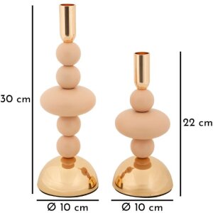 Mauro Ferretti Candelabro Galaxy rosa – Set de 2 Ø 10x22 cm y Ø 10x30 cm