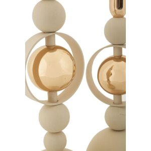 Mauro Ferretti Candelabro Saturn crema – Juego de 2 Ø 10x27 cm y Ø 10x33 cm