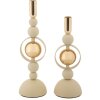 Mauro Ferretti Candelabro Saturn crema – Juego de 2 Ø 10x27 cm y Ø 10x33 cm