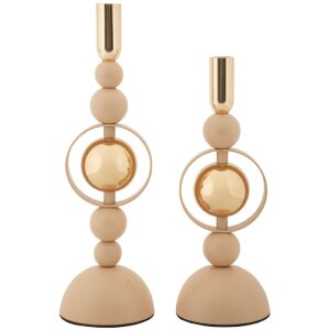Mauro Ferretti Candelabro Saturn rosa – Set de 2 Ø 10x27 cm y Ø 10x33 cm