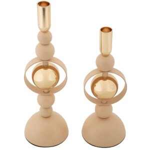 Mauro Ferretti Candelabro Saturn rosa – Set de 2 Ø 10x27 cm y Ø 10x33 cm