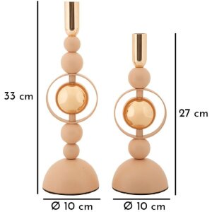 Mauro Ferretti Candelabro Saturn rosa – Set de 2 Ø 10x27 cm y Ø 10x33 cm