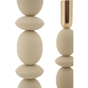 Mauro Ferretti Candelabro Shuttle crema – Juego de 2 Ø 10x25 cm y Ø 10x33,5 cm