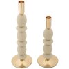 Mauro Ferretti Candelabro Shuttle crema – Juego de 2 Ø 10x25 cm y Ø 10x33,5 cm