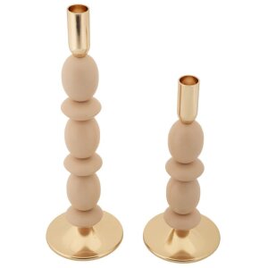 Mauro Ferretti Candelabro Shuttle rosa – Set de 2 Ø 10x25 cm y Ø 10x33,5 cm