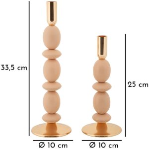 Mauro Ferretti Candelabro Shuttle rosa – Set de 2 Ø 10x25 cm y Ø 10x33,5 cm