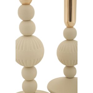 Mauro Ferretti Candelabro Aster crema – Set de 2 Ø 10x20 cm y Ø 10x25,5 cm