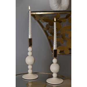 Mauro Ferretti Candelabro Aster crema – Set de 2 Ø 10x20 cm y Ø 10x25,5 cm