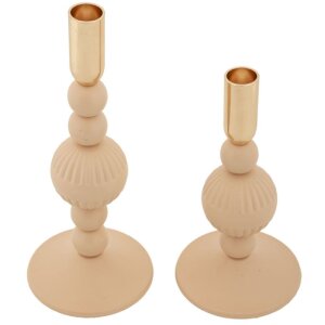 Mauro Ferretti Candelabro Aster rosa – Set de 2 Ø 10x20 cm y Ø 10x25,5 cm