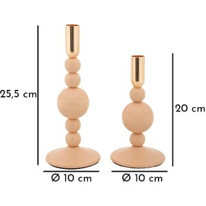 Mauro Ferretti Candelabro Aster rosa – Set de 2 Ø 10x20 cm y Ø 10x25,5 cm