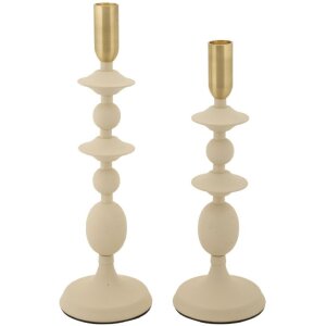 Mauro Ferretti Candelabro Gemini crema – Set de 2 Ø 10x29 cm y Ø 10x33 cm