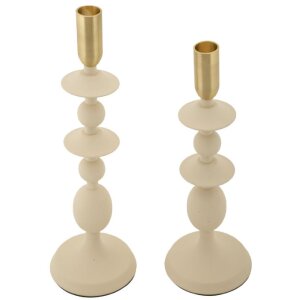 Mauro Ferretti Candelabro Gemini crema – Set de 2 Ø 10x29 cm y Ø 10x33 cm