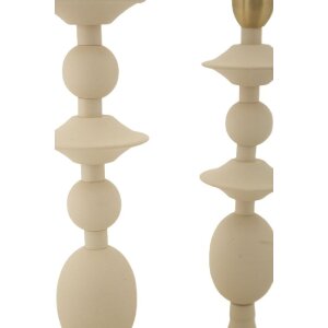 Mauro Ferretti Candelabro Gemini crema – Set de 2 Ø 10x29 cm y Ø 10x33 cm