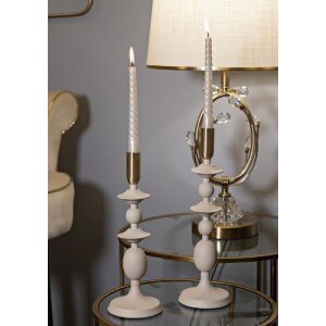 Mauro Ferretti Candelabro Gemini crema – Set de 2 Ø 10x29 cm y Ø 10x33 cm