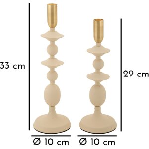 Mauro Ferretti Candelabro Gemini crema – Set de 2 Ø 10x29 cm y Ø 10x33 cm