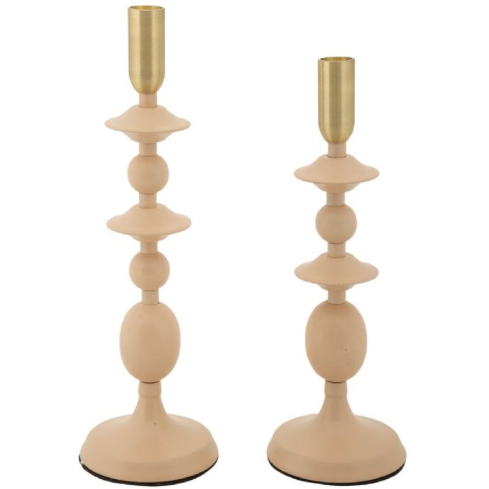 Mauro Ferretti Candelabro Gemini rosa – Set de 2 Ø 10x29 cm y Ø 10x33 cm