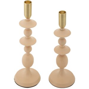 Mauro Ferretti Candelabro Gemini rosa – Set de 2 Ø 10x29 cm y Ø 10x33 cm