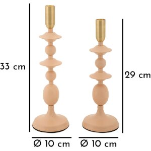 Mauro Ferretti Candelabro Gemini rosa – Set de 2 Ø 10x29 cm y Ø 10x33 cm