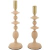 Mauro Ferretti Candelabro Gemini rosa – Set de 2 Ø 10x29 cm y Ø 10x33 cm