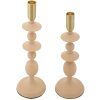 Mauro Ferretti Candelabro Gemini rosa – Set de 2 Ø 10x29 cm y Ø 10x33 cm