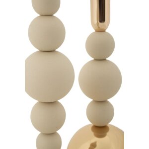 Mauro Ferretti Candelabro Bolly crema – Set de 2 Ø 10x24 cm y Ø 10x29,5 cm