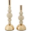 Mauro Ferretti Candelabro Bolly crema – Set de 2 Ø 10x24 cm y Ø 10x29,5 cm