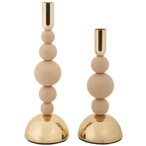 Mauro Ferretti Candelabro Bolly rosa – Set de 2 Ø 10x24 cm y Ø 10x29,5 cm