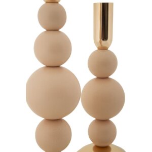 Mauro Ferretti Candelabro Bolly rosa – Set de 2 Ø 10x24 cm y Ø 10x29,5 cm