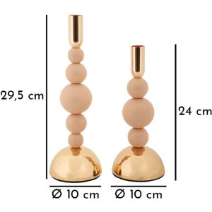 Mauro Ferretti Candelabro Bolly rosa – Set de 2 Ø 10x24 cm y Ø 10x29,5 cm