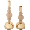 Mauro Ferretti Candelabro Bolly rosa – Set de 2 Ø 10x24 cm y Ø 10x29,5 cm