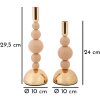 Mauro Ferretti Candelabro Bolly rosa – Set de 2 Ø 10x24 cm y Ø 10x29,5 cm