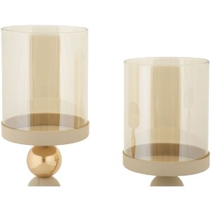 Mauro Ferretti Candelabro Glassy crema – Set de 2 Ø 10x32 cm y Ø 10x36 cm