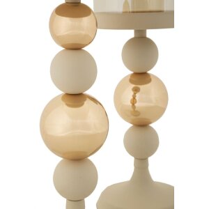Mauro Ferretti Candelabro Glassy crema – Set de 2 Ø 10x32 cm y Ø 10x36 cm