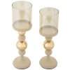Mauro Ferretti Candelabro Glassy crema – Set de 2 Ø 10x32 cm y Ø 10x36 cm