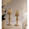 Mauro Ferretti Candelabro Glassy crema – Set de 2 Ø 10x32 cm y Ø 10x36 cm