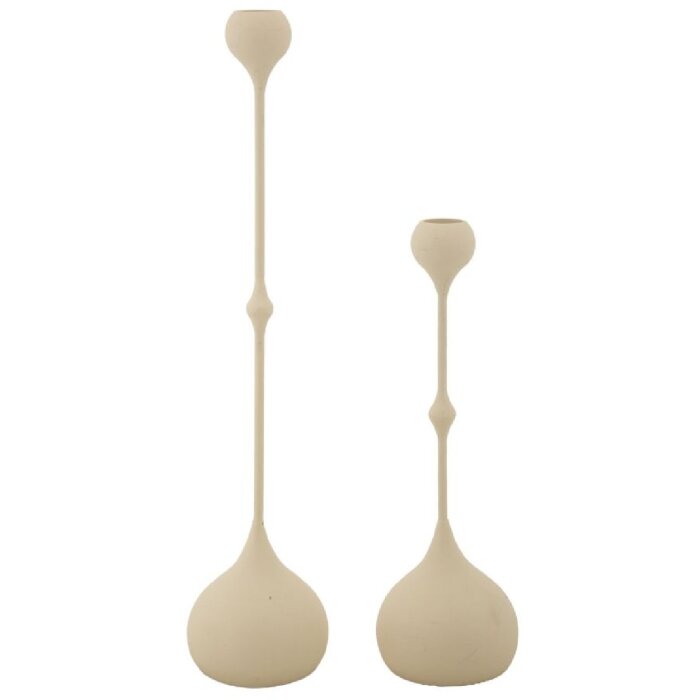Mauro Ferretti Candelabro Slimmy crema – Set de 2 Ø 8x26 cm y Ø 8x37 cm