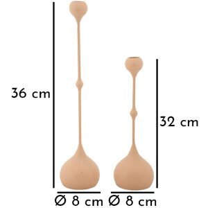 Mauro Ferretti Candelabro Slimmy rosa – Set de 2 Ø 8x26 cm y Ø 8x37 cm