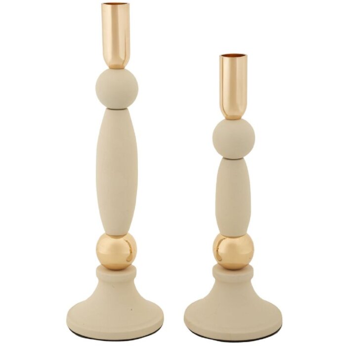 Mauro Ferretti Candelabro Strek Crema – Juego de 2 Ø 9,5x25 cm y Ø 9,5x30 cm