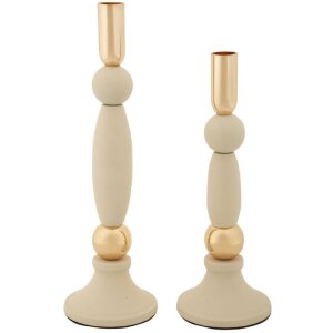 Mauro Ferretti Candelabro Strek Crema – Juego de 2 Ø 9,5x25 cm y Ø 9,5x30 cm