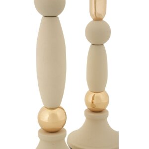 Mauro Ferretti Candelabro Strek Crema – Juego de 2 Ø 9,5x25 cm y Ø 9,5x30 cm