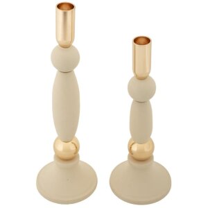 Mauro Ferretti Candelabro Strek Crema – Juego de 2 Ø 9,5x25 cm y Ø 9,5x30 cm