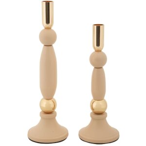 Mauro Ferretti Candelabro Strek Rosa Set de 2 Ø 9,5x25 cm y Ø 9,5x30 cm
