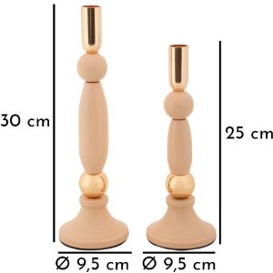 Mauro Ferretti Candelabro Strek Rosa Set de 2 Ø 9,5x25 cm y Ø 9,5x30 cm