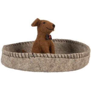 Clayre & Eef 66288 Perro de fieltro en cesta Ø...