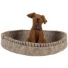Clayre & Eef 66288 Perro de fieltro en cesta Ø 19x10 cm Gris y Marrón